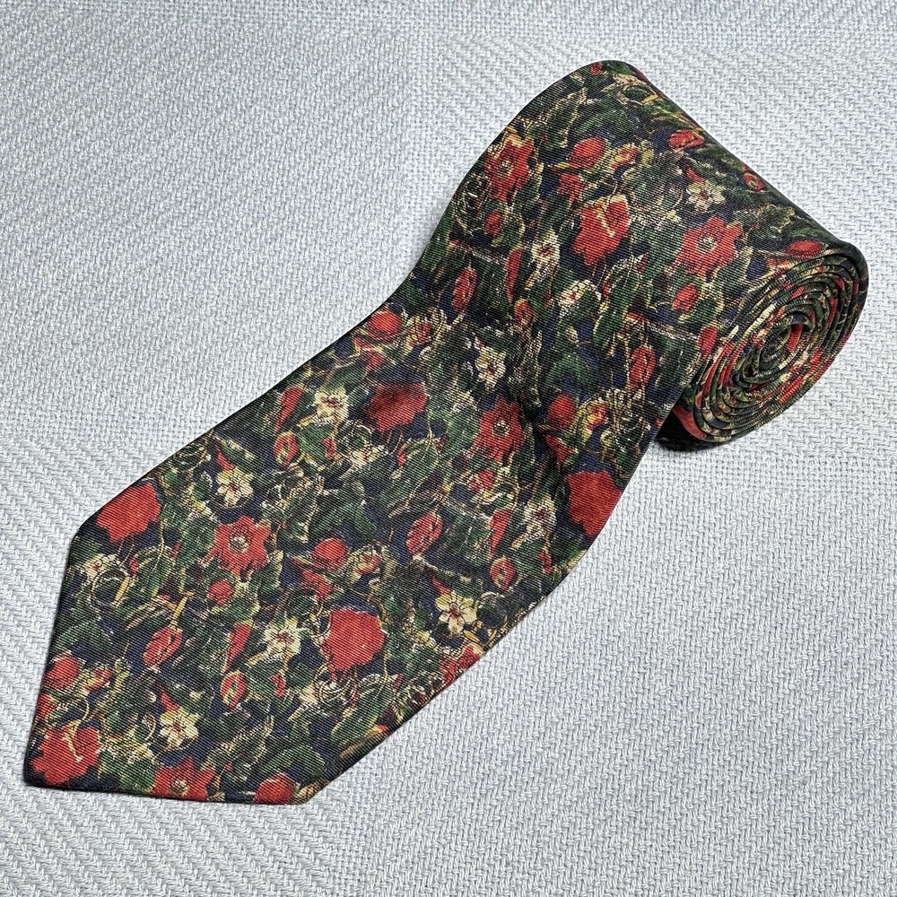 Brooks Brother Makers‎ Floral Gold Links Water Colors Art Silk Tie USA Made